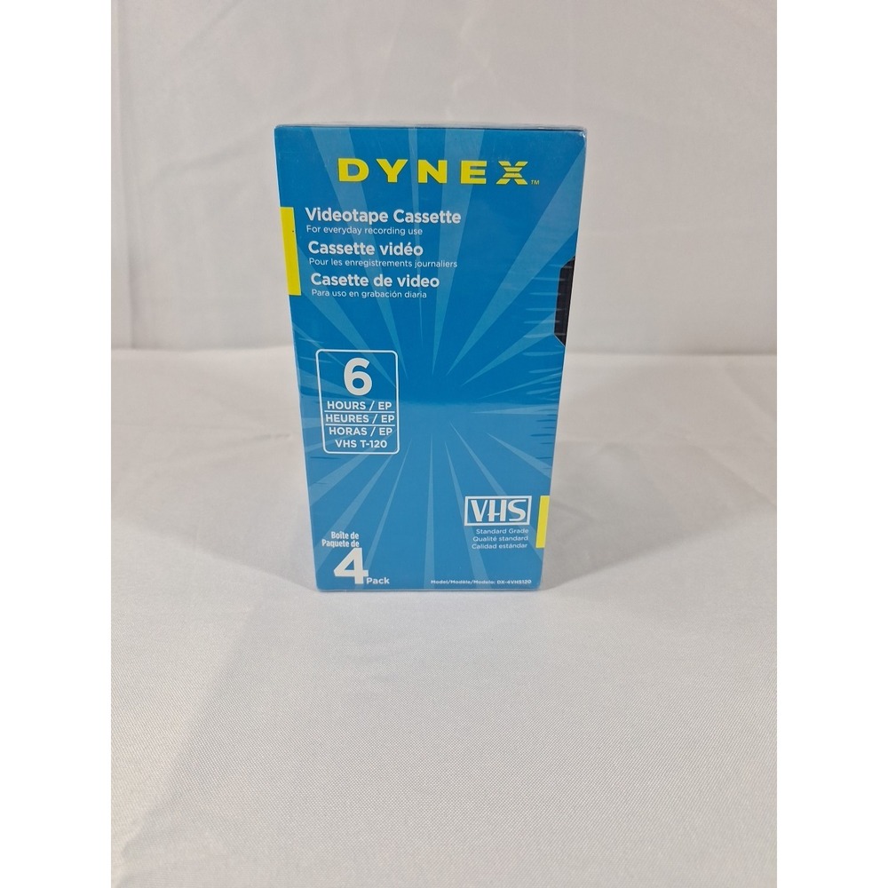Dynex VHS T-120 4-Pack 120 Min. 6 Hours EP Video Cassette Tape NOS